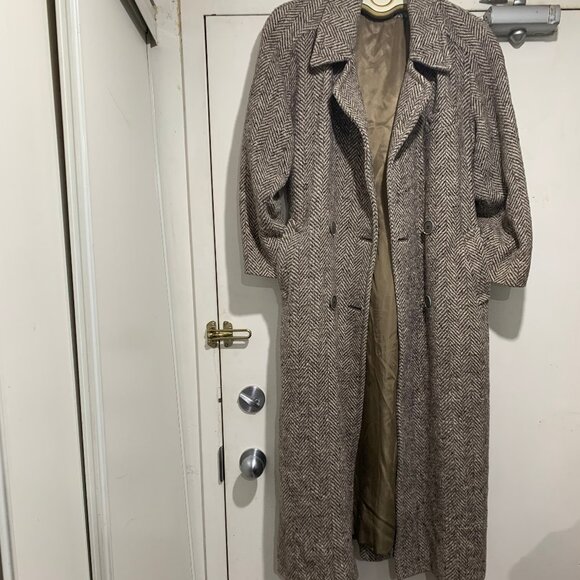 VINTAGE RAFFINATI TWEED DOUBLE BREAST TRENCH COATS SIZE M/L - Picture 4 of 11